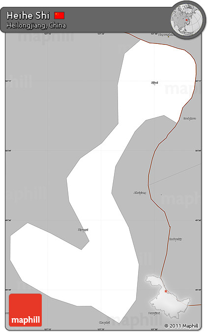 Gray Simple Map of Heihe Shi