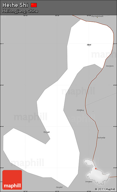 Gray Simple Map of Heihe Shi