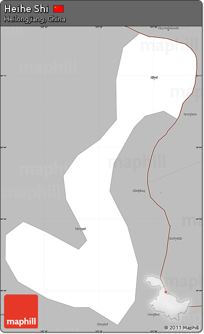 Gray Simple Map of Heihe Shi