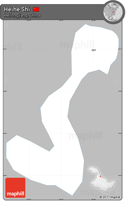Gray Simple Map of Heihe Shi, single color outside