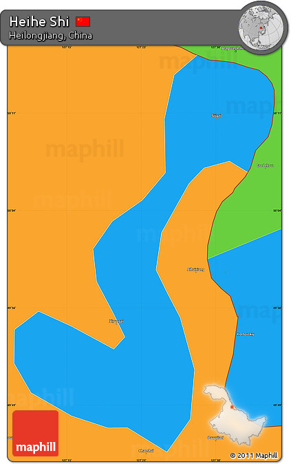 Political Simple Map of Heihe Shi