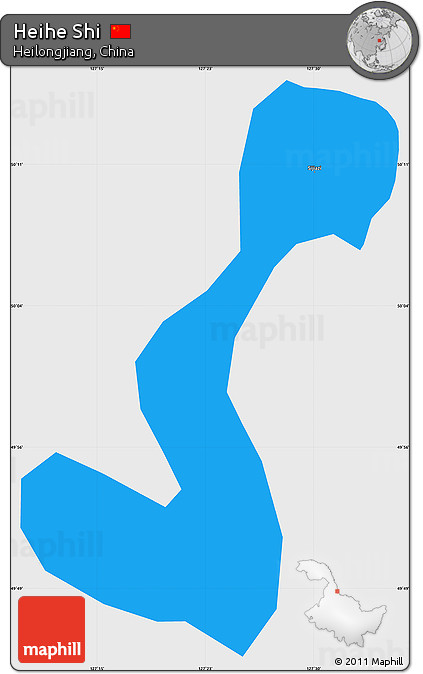 Political Simple Map of Heihe Shi, single color outside