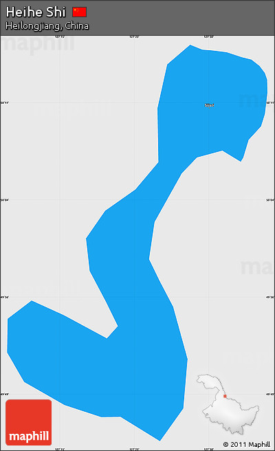 Political Simple Map of Heihe Shi, single color outside