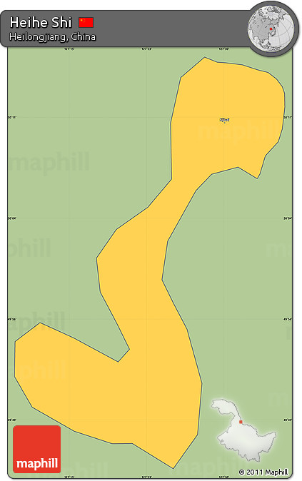 Savanna Style Simple Map of Heihe Shi, cropped outside