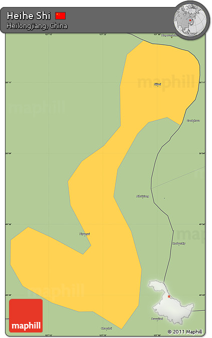 Savanna Style Simple Map of Heihe Shi