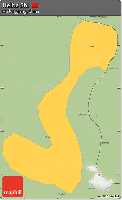 Savanna Style Simple Map of Heihe Shi