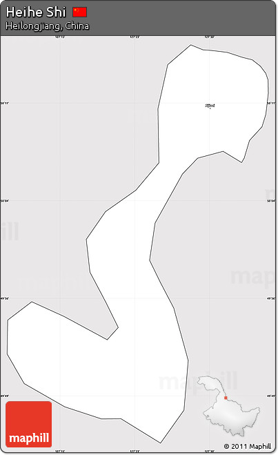 Silver Style Simple Map of Heihe Shi, cropped outside