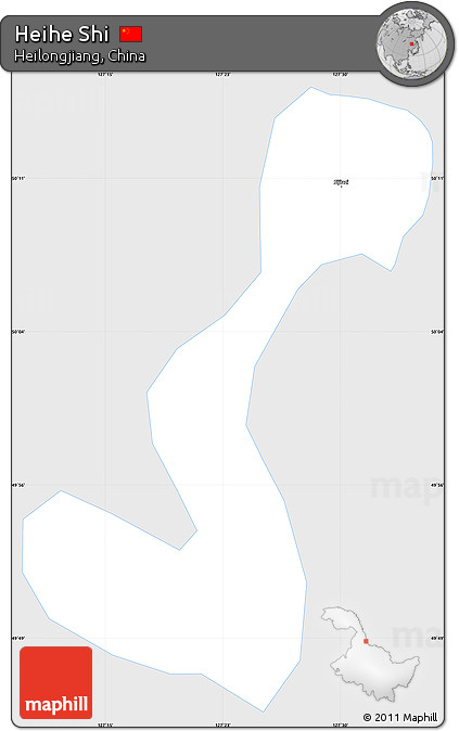 Silver Style Simple Map of Heihe Shi, single color outside