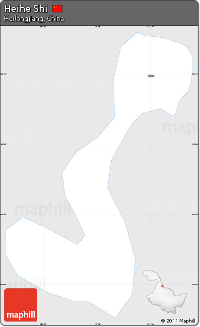 Silver Style Simple Map of Heihe Shi, single color outside