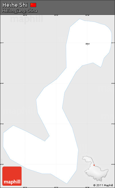 Silver Style Simple Map of Heihe Shi, single color outside