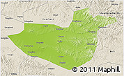 Physical 3D Map of Hua Nan, shaded relief outside