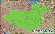 Political 3D Map of Hua Nan, semi-desaturated