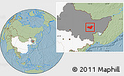 Savanna Style Location Map of Hua Nan, highlighted country, highlighted parent region, hill shading