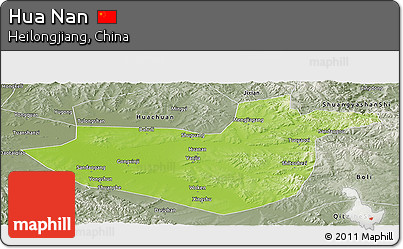 Physical Panoramic Map of Hua Nan, semi-desaturated