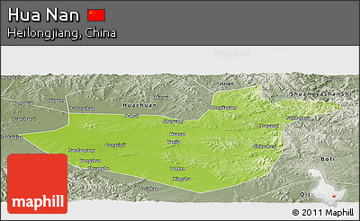 Physical Panoramic Map of Hua Nan, semi-desaturated