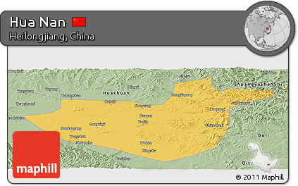 Savanna Style Panoramic Map of Hua Nan