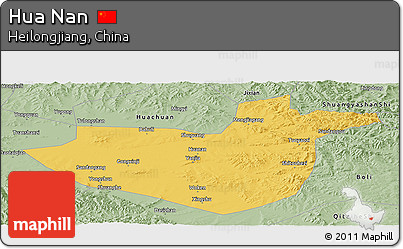 Savanna Style Panoramic Map of Hua Nan