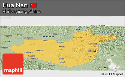 Savanna Style Panoramic Map of Hua Nan