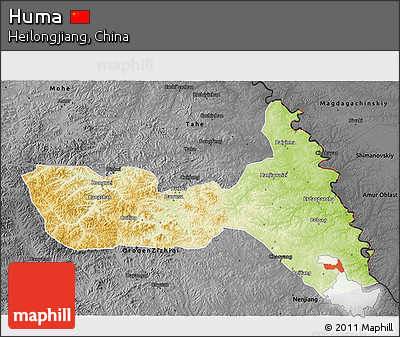 Physical 3D Map of Huma, darken, desaturated