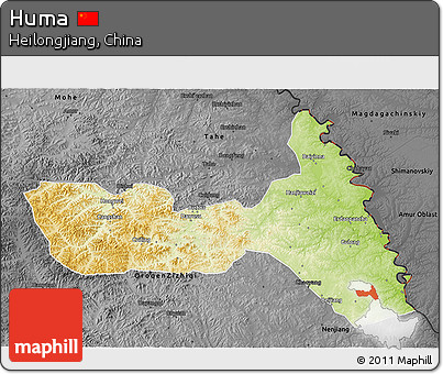 Physical 3D Map of Huma, darken, desaturated