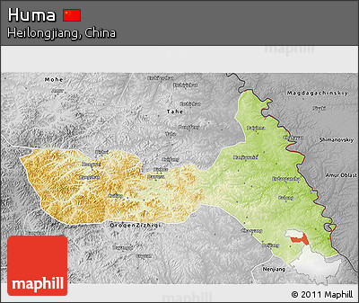 Physical 3D Map of Huma, desaturated