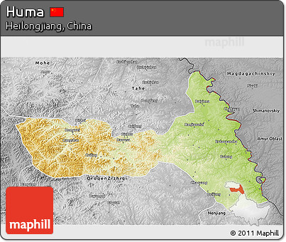 Physical 3D Map of Huma, desaturated