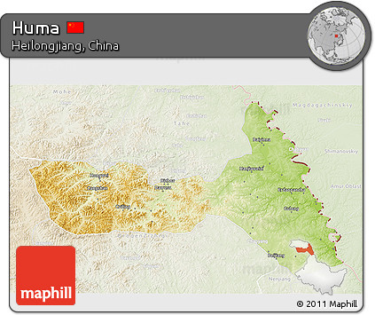 Physical 3D Map of Huma, lighten