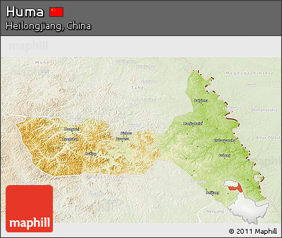 Physical 3D Map of Huma, lighten