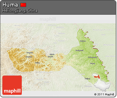 Physical 3D Map of Huma, lighten