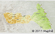 Physical 3D Map of Huma, lighten, semi-desaturated