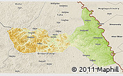 Physical 3D Map of Huma, shaded relief outside