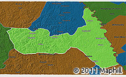 Political 3D Map of Huma, darken