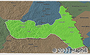 Political 3D Map of Huma, darken, semi-desaturated