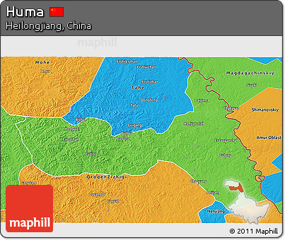 Political 3D Map of Huma