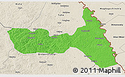 Political 3D Map of Huma, shaded relief outside