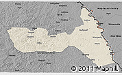 Shaded Relief 3D Map of Huma, darken, desaturated