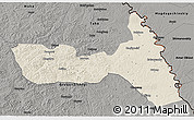Shaded Relief 3D Map of Huma, darken, semi-desaturated