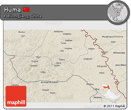 Shaded Relief 3D Map of Huma