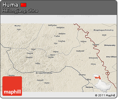 Shaded Relief 3D Map of Huma