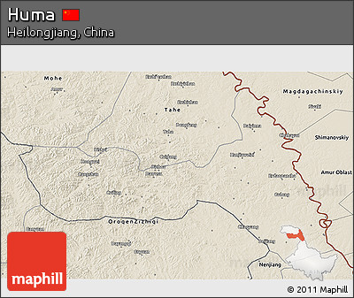 Shaded Relief 3D Map of Huma