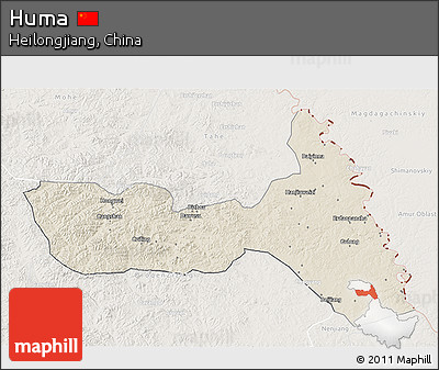 Shaded Relief 3D Map of Huma, lighten