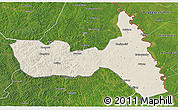 Shaded Relief 3D Map of Huma, satellite outside