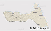 Shaded Relief 3D Map of Huma, single color outside