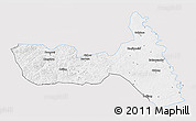 Silver Style 3D Map of Huma, single color outside