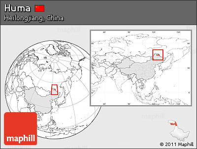 Blank Location Map of Huma, highlighted country, within the entire country