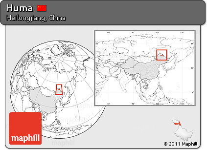 Blank Location Map of Huma, highlighted country, within the entire country