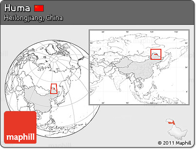 Blank Location Map of Huma, highlighted country, within the entire country