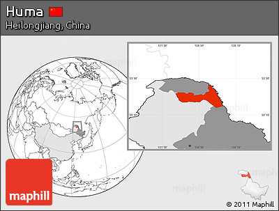Blank Location Map of Huma, highlighted country, highlighted parent region