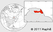 Blank Location Map of Huma, highlighted country
