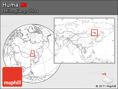 Blank Location Map of Huma, highlighted parent region, within the entire country